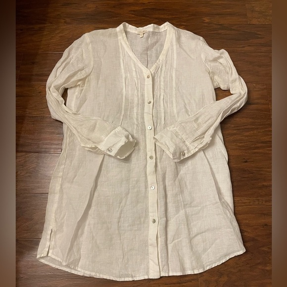 Eileen Fisher Organic Irish Linen Long Shirt Size S - Picture 1 of 7